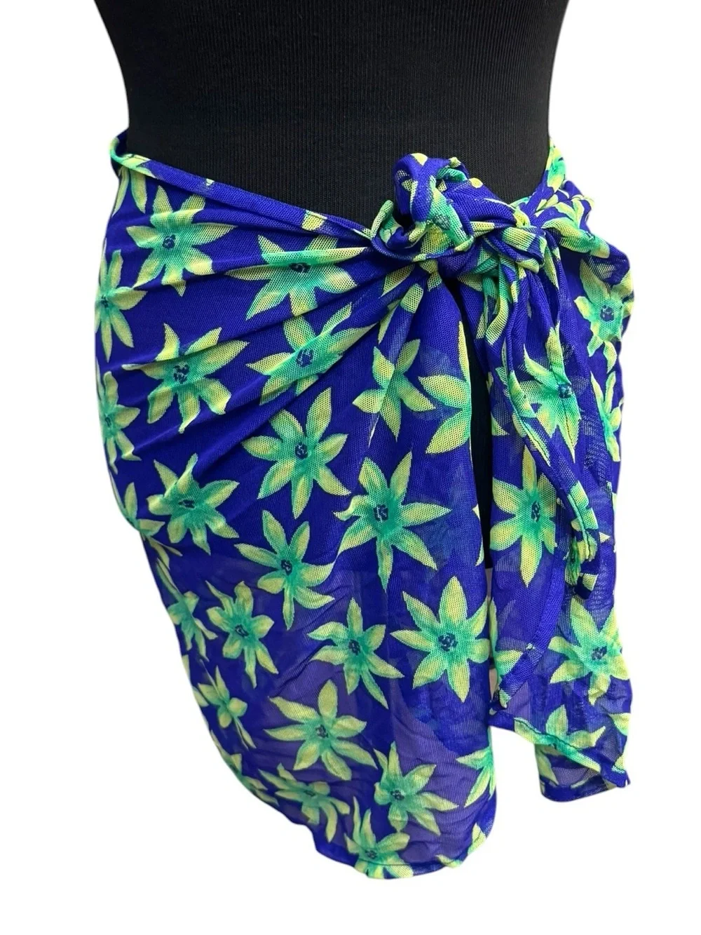 PACIFIC CONNECTIONS Sarong Swimsuit Coverup Skirt Hibiscus Floral Purple Green